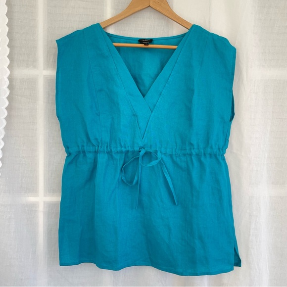 Talbots Tops - Blue Linen V-Neck Women's Top